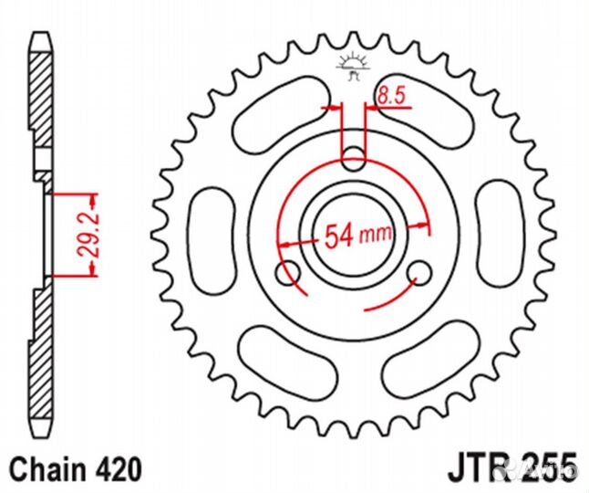 Звезда задняя JT JTR255.35 Honda Z50 Monkey