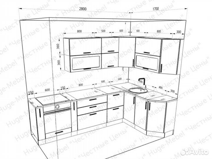 Новая кухня. Цена за кухонный гарнитур на фото
