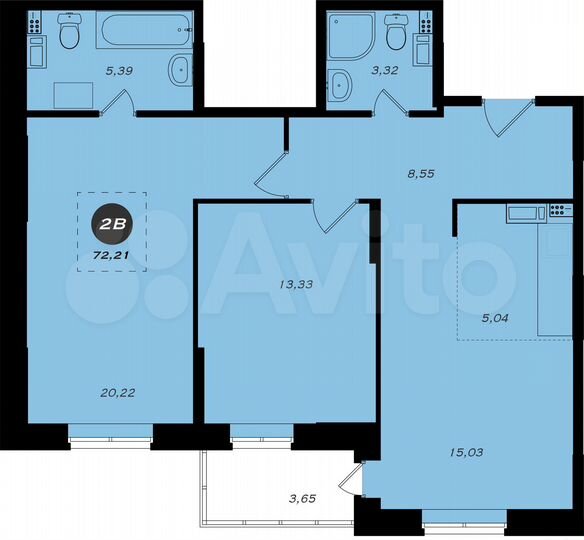 2-к. квартира, 72,7 м², 6/22 эт.