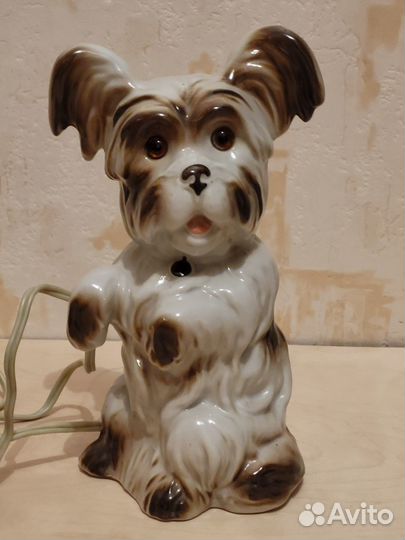 Фарфоровый светильник. Германия.Собака.Скай-терьер
