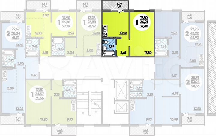 1-к. квартира, 37,4 м², 2/16 эт.