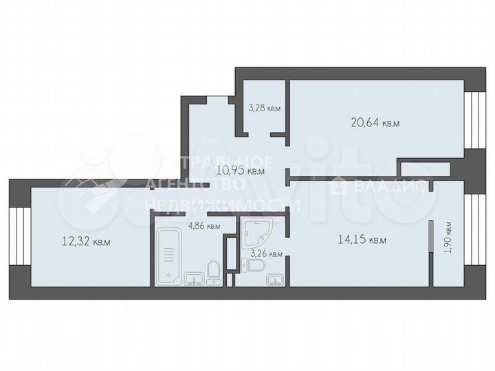 2-к. квартира, 73,3 м², 8/22 эт.