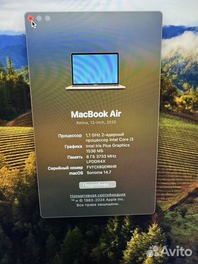 Apple macbook air 13 2020 core i3 256gb