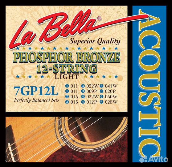 La Bella 7GP12L струны для акустической 12-струнно