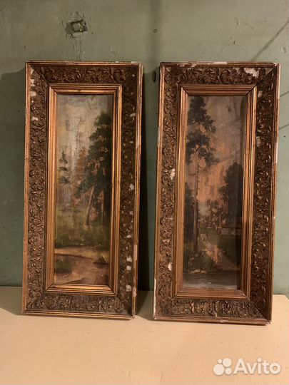 Старинный диптих, масло, родные рамы