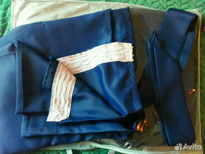 Шторы синие на ленте