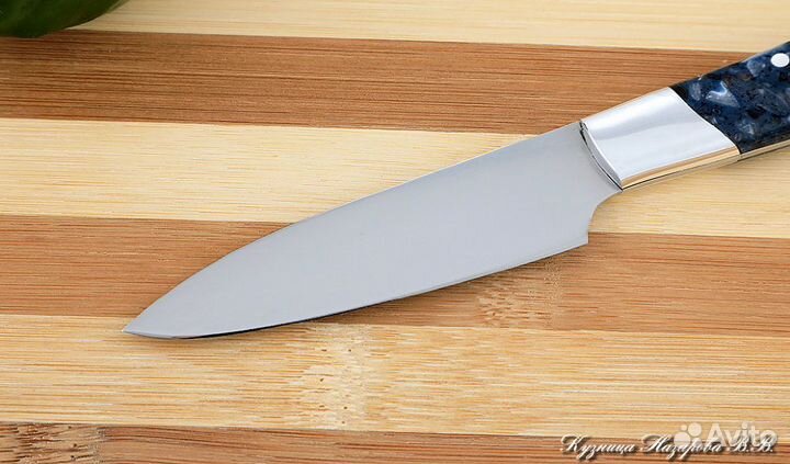 Поварской нож овощной сталь 95х18 акрил синий