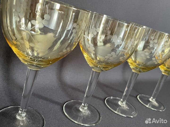 Бокалы цветное желтое стекло СССР