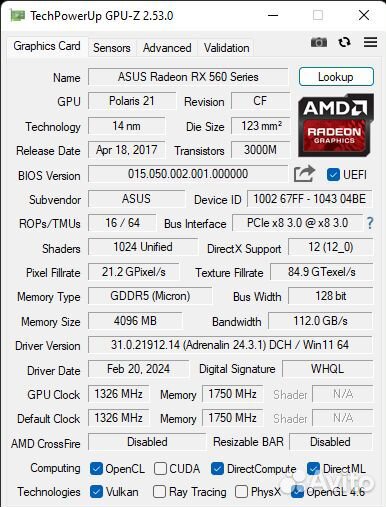 Видеокарта rx560