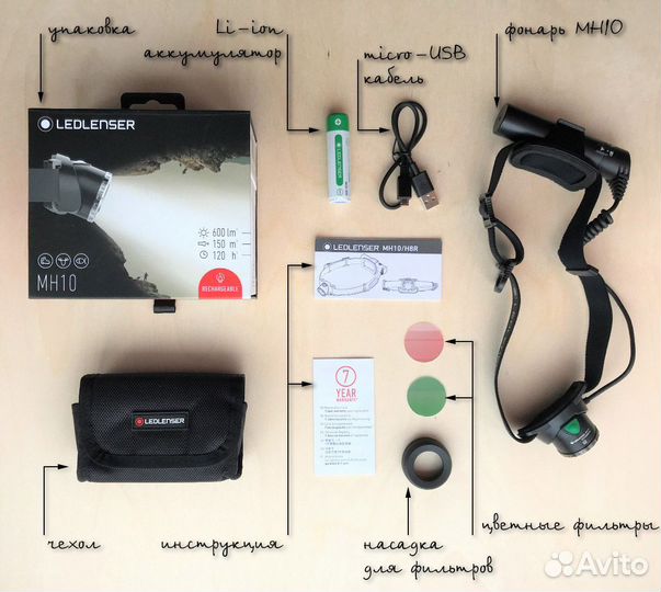 Налобный фонарь led lenser MH10