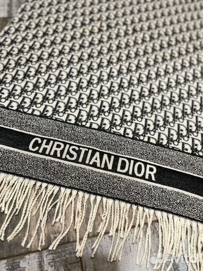 Кашемировый палантин Dior черный монограмм