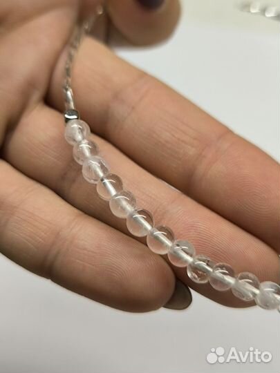 Чокер серебристый с горным хрусталем