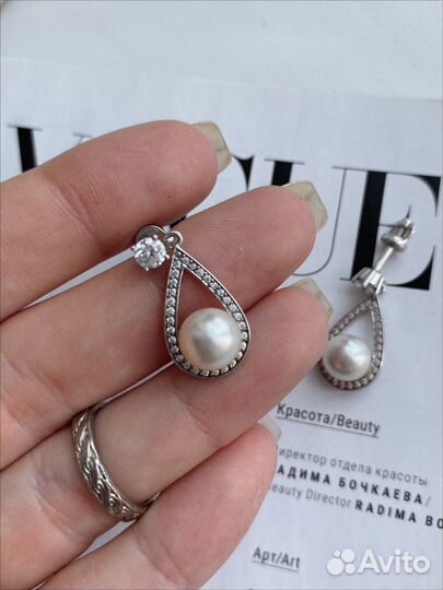 Серебряные серьги с жемчугом
