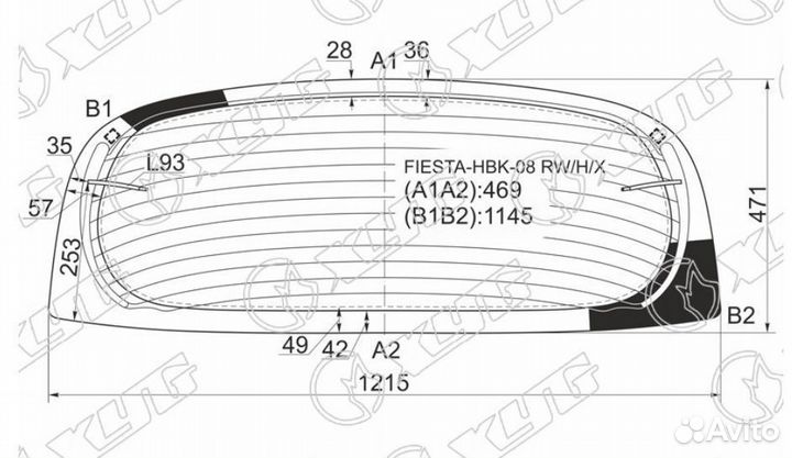 Стекло заднее с обогревом ford fiesta 3 /5D 08