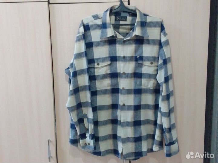 Мужская рубашка в клетку ворот 45 46. Хлопок
