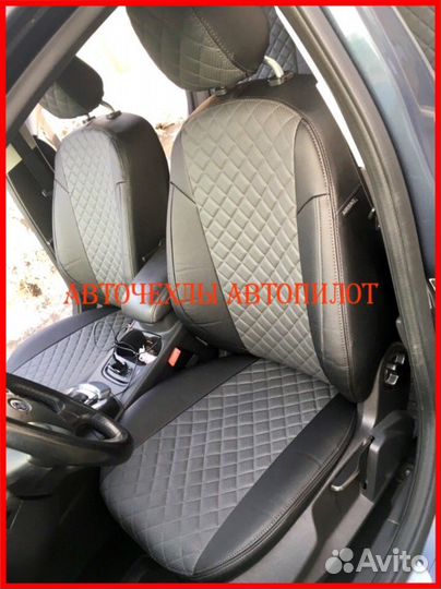 Чехлы Автопилот Ford Fusion из экокожи чёрно-серые