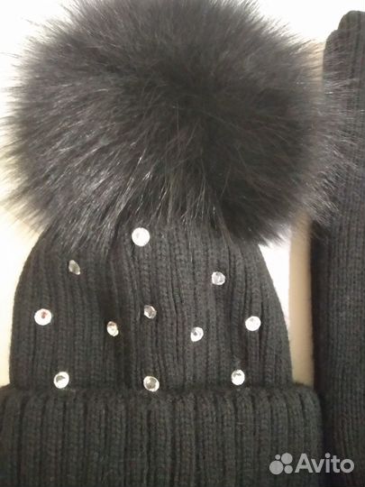 Комплект шапка,шарф, варежки