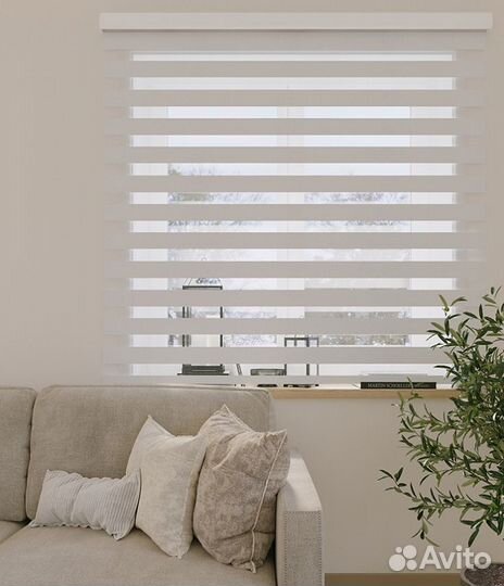 Штора рулонная День-Ночь 160x160 меланж белый;