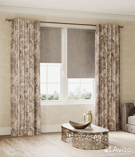 Штора портьерная Карара 150x260 см латте; Ле-гранд