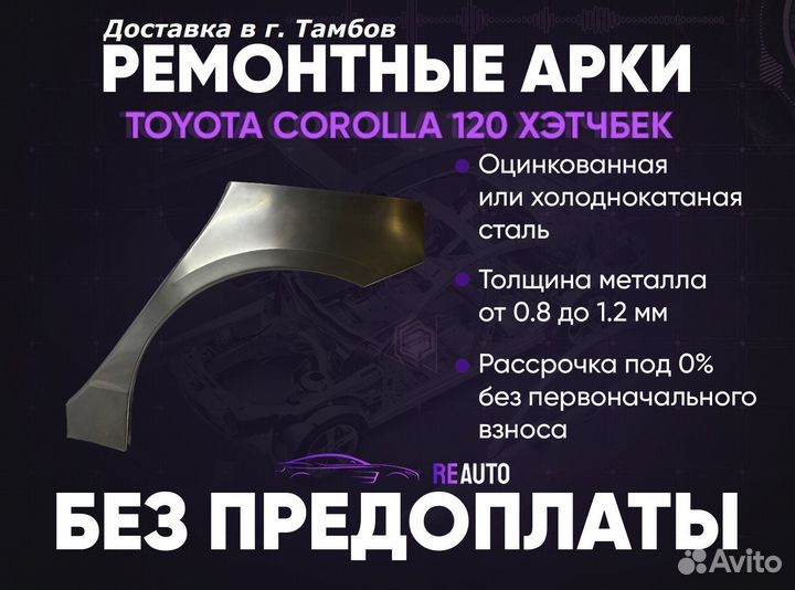 Ремонтные арки на Toyota corolla E120