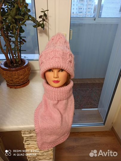 Комплект шапка и снуд женский