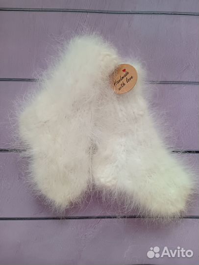 Набор пуховые носки и варежки для новорожденного