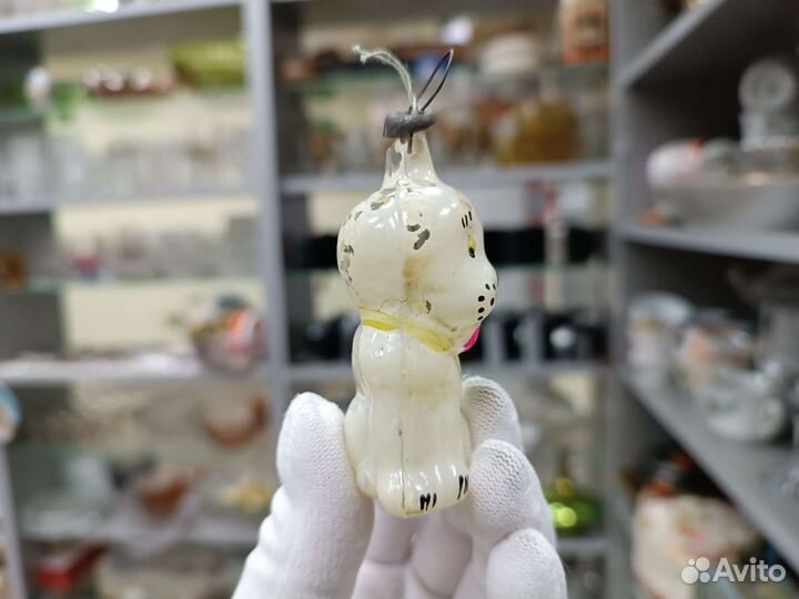 Советская Ёлочная Игрушка Собака Пёс Стекло СССР