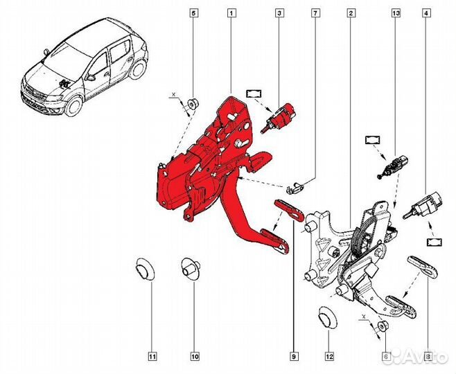 Педаль тормоза Renault Logan 2 L8 1.6 2020