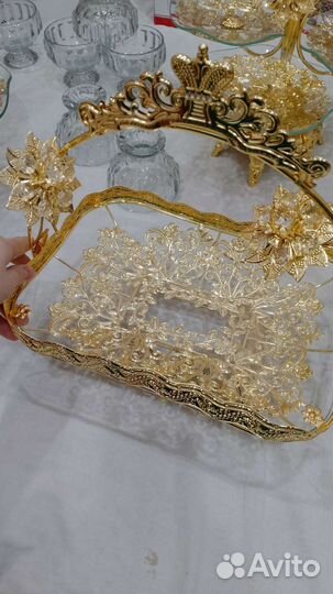 Золотистый посуда Фруктница