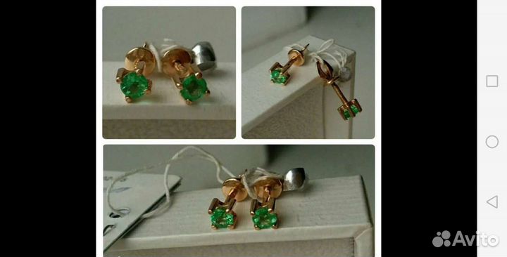 Серьги золотые с изумрудом