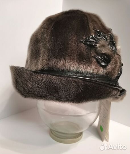 Женская шапка р.58 финская нерпа кожа винтаж новая