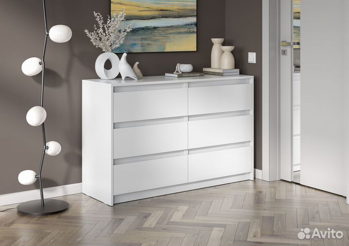Комод белый 6 ящиков