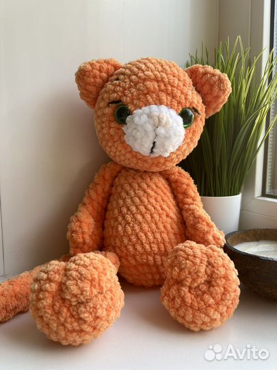 Кот вязаный-игрушки ручной работы