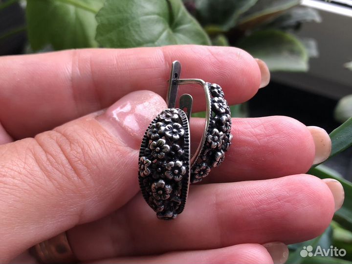 Серьги СССР винтаж серебро