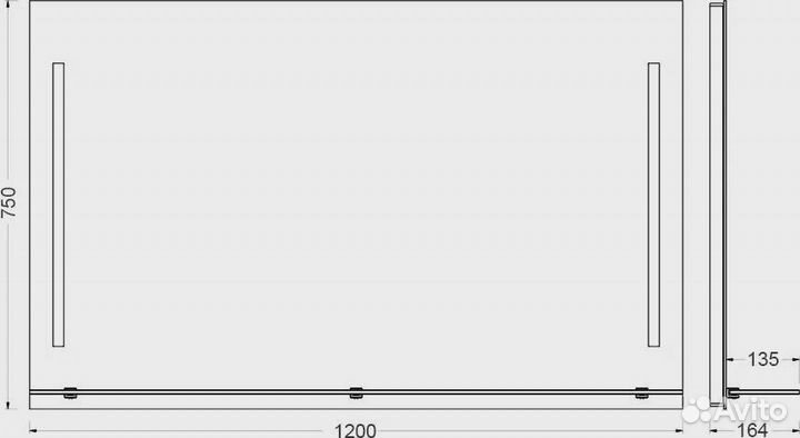 Зеркало Evoform Ledline-S BY 2167 120x75 с полкой