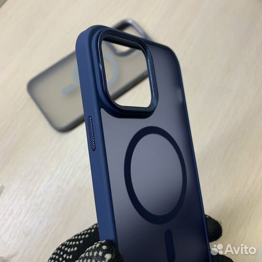 Чехол на iPhone 14 Pro Max MagSafe MetSafe синий