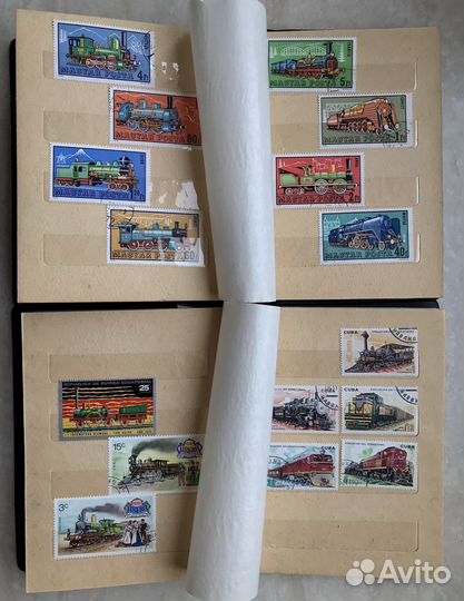 Марки ж/д тематика паровозы. Конверты, этикетки