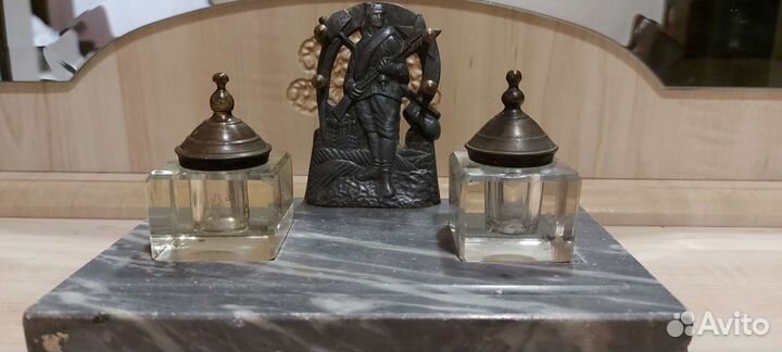 Письменный набор мраморный с чернильницами 1920 го