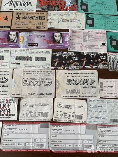 Билеты с концертов Меtаl
