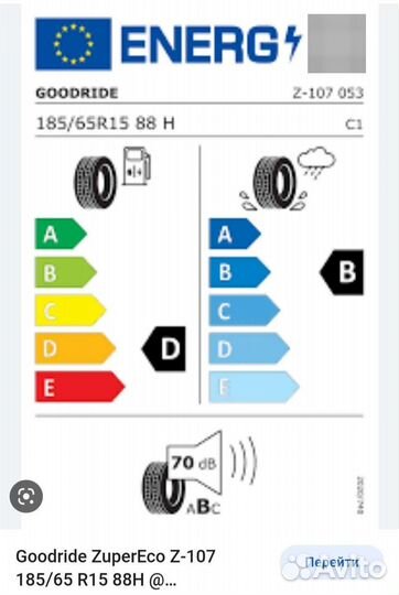 Goodride ZuperEco Z-107 185/65 R15 88H