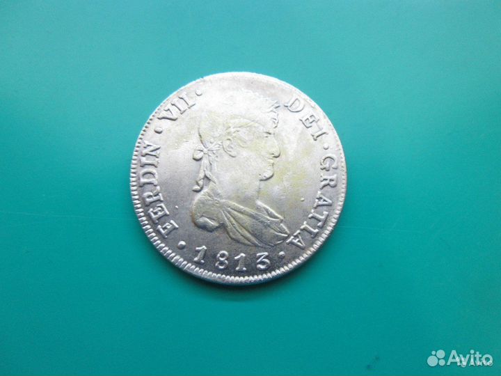 Монета 8 реалов 1813 года. Испания