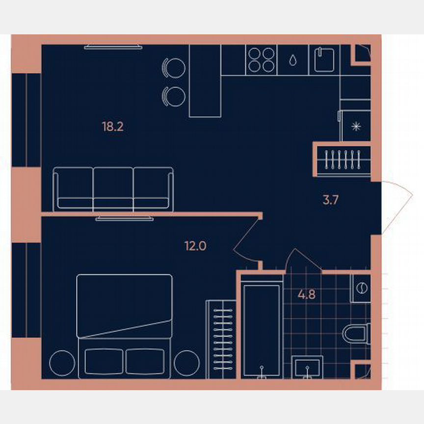 1-к. квартира, 38,7 м², 14/27 эт.