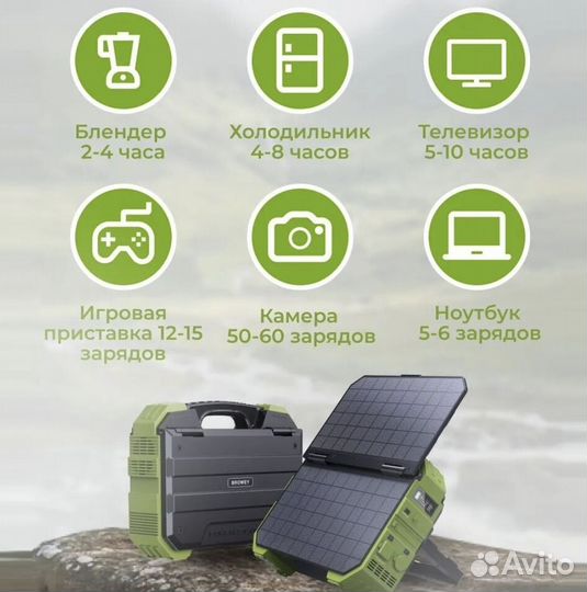 Повер банк Эл. Станция 192000мАч +солнечная панель