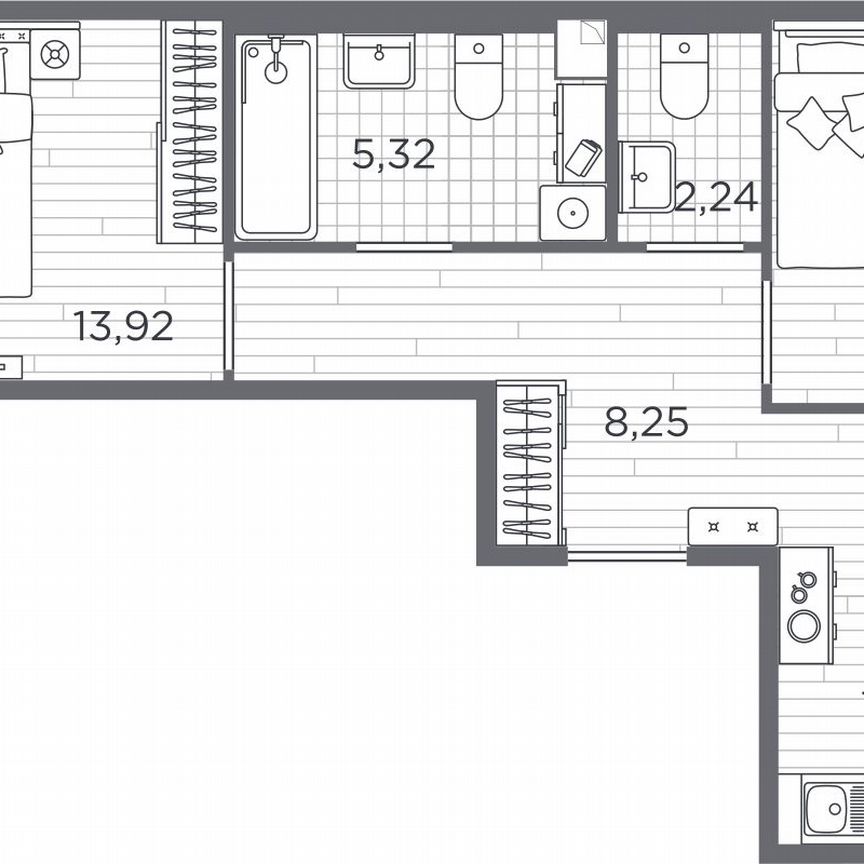 2-к. квартира, 53,1 м², 2/5 эт.