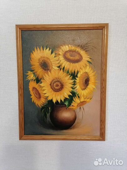 Картина маслом подсолнухи