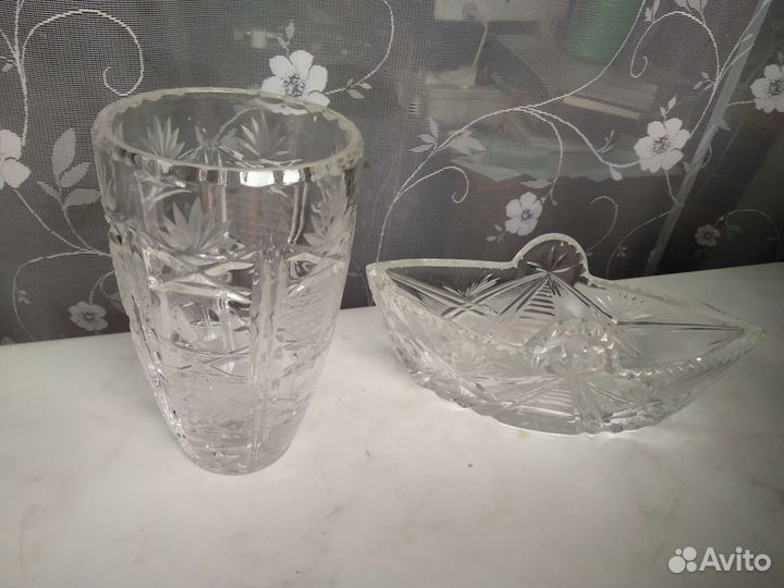 Ваза и конфетница хрустальные СССР