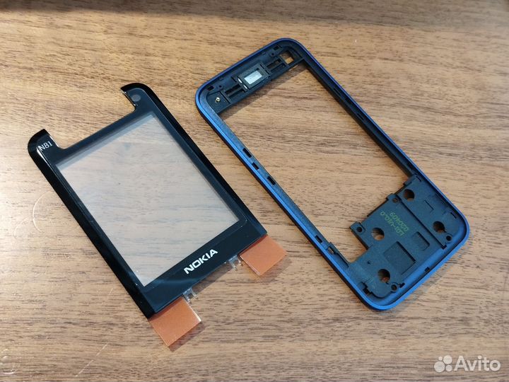 Nokia N81 передняя панель со стеклом blue оригинал