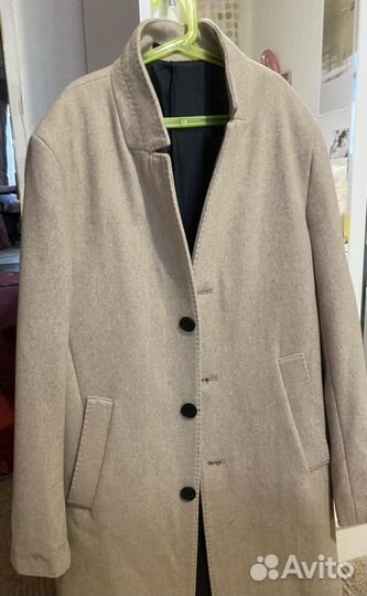 Мужское однобортное бежевое пальто H&М