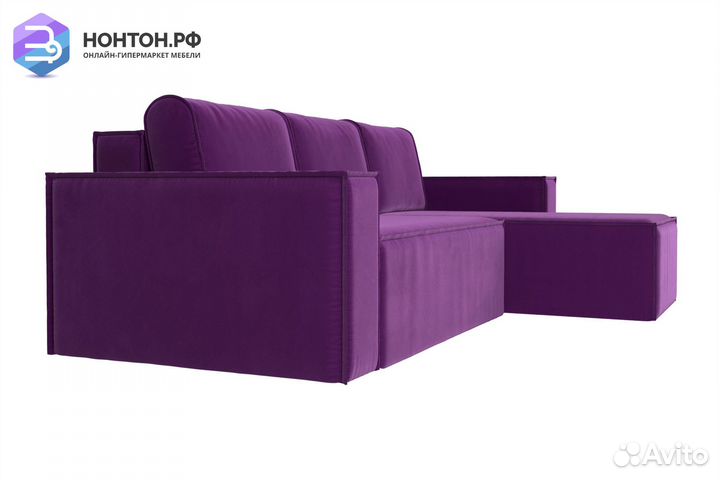Диван угловой еврокнижка Куба микровельвет фиолето