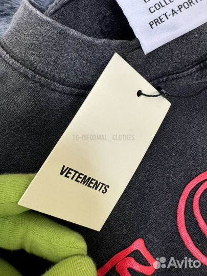Футболка оверсайз Vetements темно серая